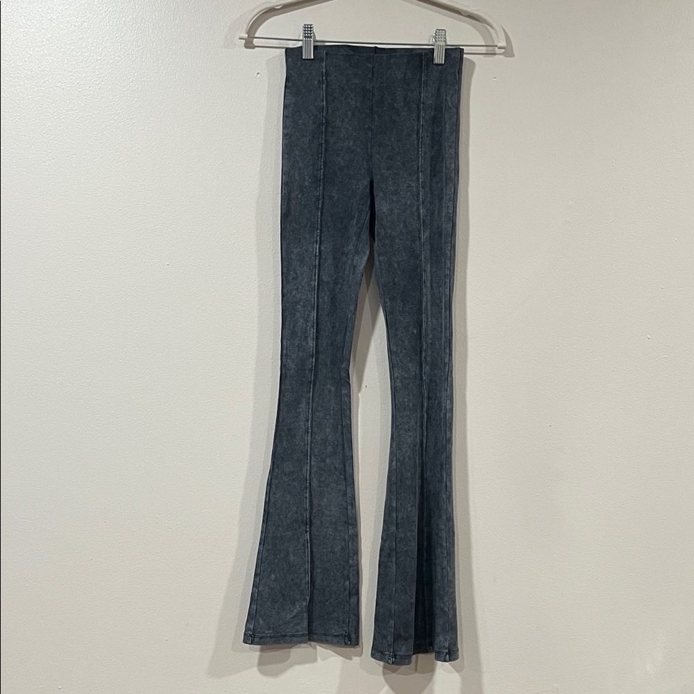 ZARA Girls Black Acid Wash Flared Leggings. Size 11-12
